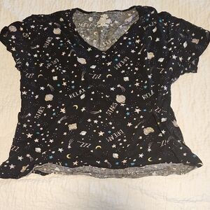 Secret Treasures Black Starry Night Pajama Top And Bottom Set Size XXL
